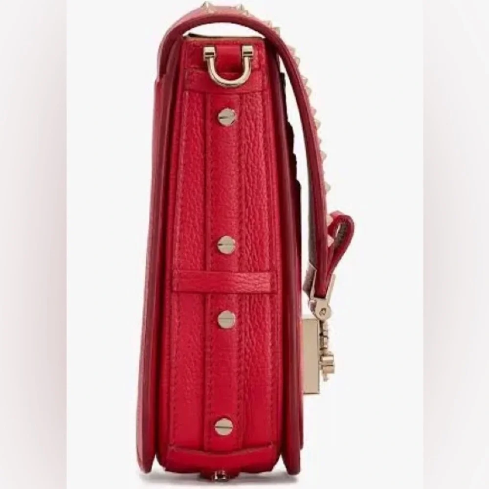 MCM Patricia Gold Studded Red Park Ave Leather Cute Dainty Crossbody
